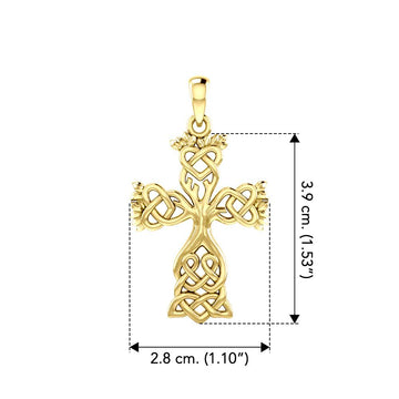 Celtic Tree of Life Cross Solid Yellow Gold Pendant GPD6122 - Jewelry